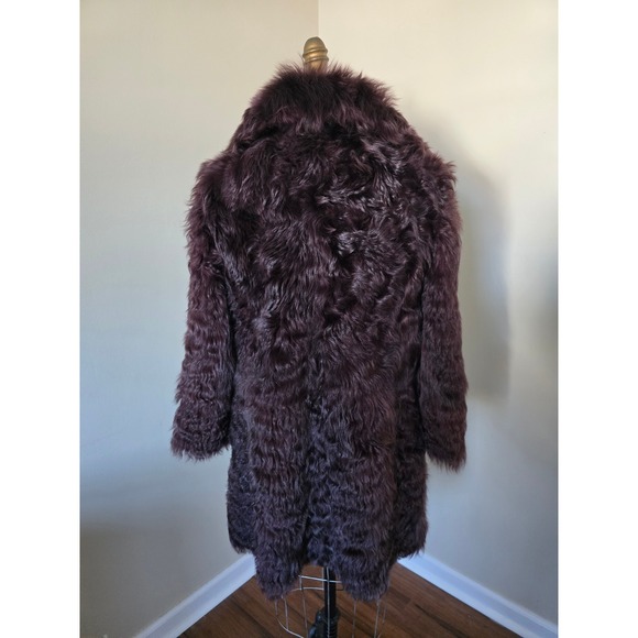 Plum Burgundy Fur Coat – Statement Piece – Glam Winter Coat - Picture 6 of 6